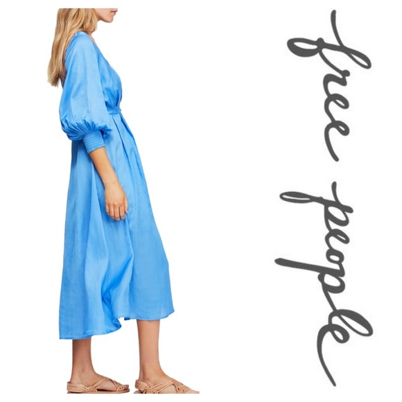 New FP Later Days V-Neck Button Front Midi Dress - Picture 7 of 8